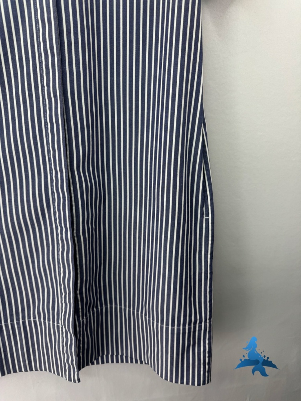 1307 - Everlane Striped Shirt Dress - Band Collar - Size 0 - Blue White - Picture 6 of 15